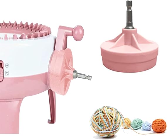 Knitting Machine Adapter Crank Handle Adapter Quick Knitting Power Adapter for 22 40 48 Needles Knitting Machine Hex Steel Bit for Power Screwdriver Attachment (Pink)