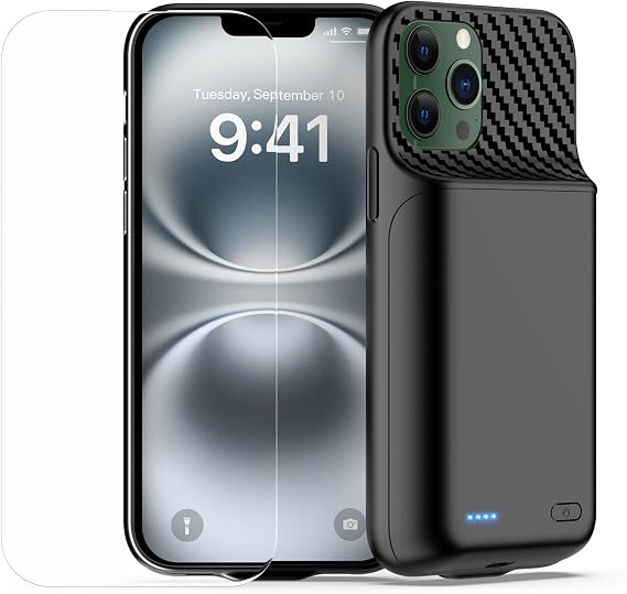 Battery Case for iPhone 13, for iPhone14, 13 pro (6.1 inch), 13800mAh Charging Case 2026 Upgraded Portable Battery Pack Rechargeable External Charger Case with Tempered Glass Screen Protector