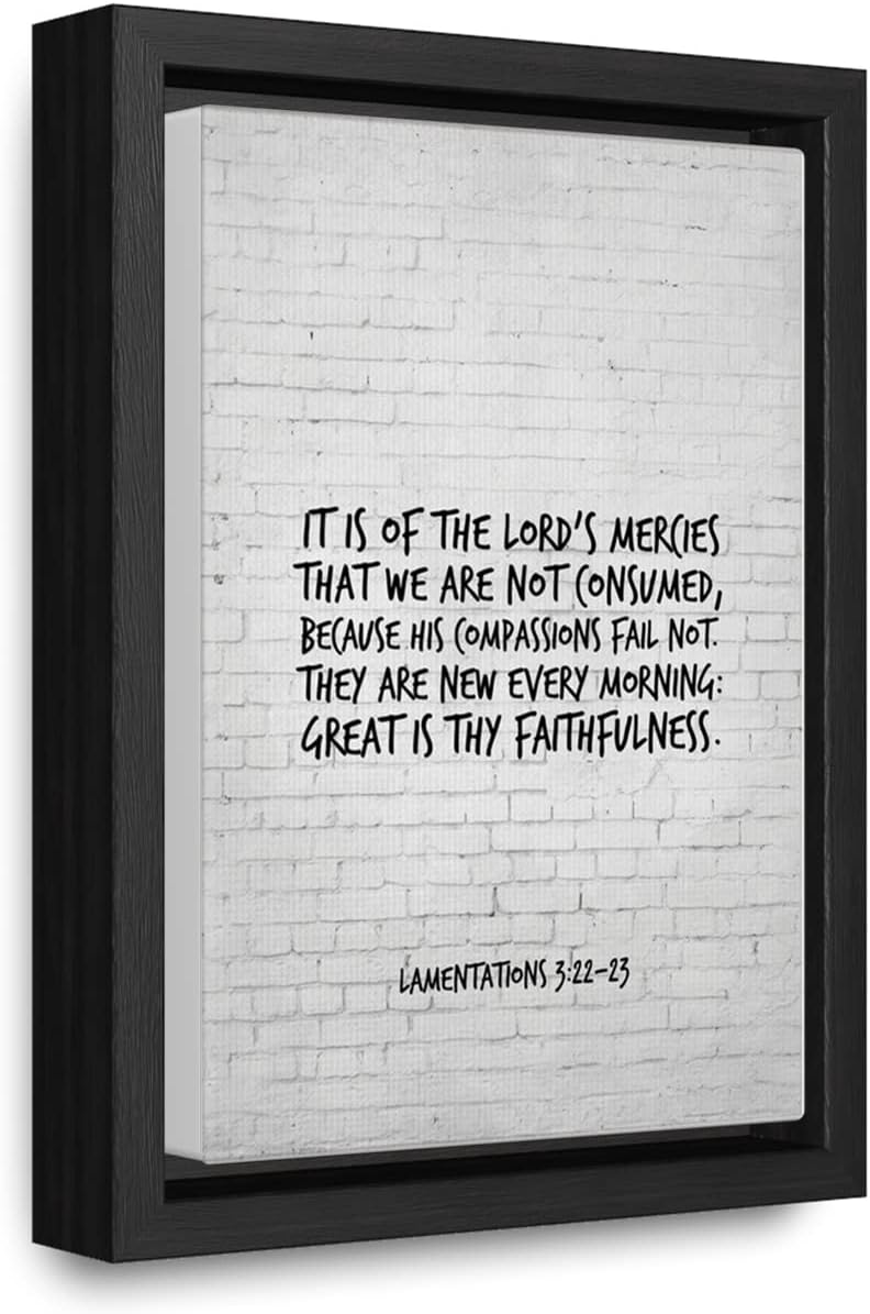 Motivational Wallart It Is Of The Lord's Mercies That We Are Not Consumed Lamentations 32223 Bible Verse Motivational Poster Framed Art Prints Large Canvas Positive Sayings for Self Motivation Wall Art Quote Wall Décor Home Office