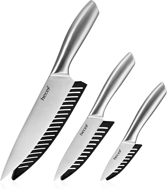 hecef Silver Kitchen Knife Set of 3