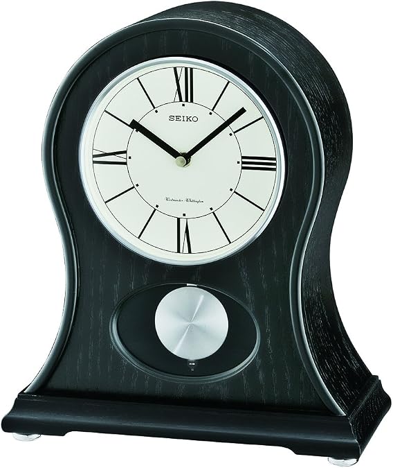 SEIKO QXQ027KLH Oak Westminster/Whittington Chime Mantel Clock, Black, 12.25 x 8.5 x 4.25 Inches
