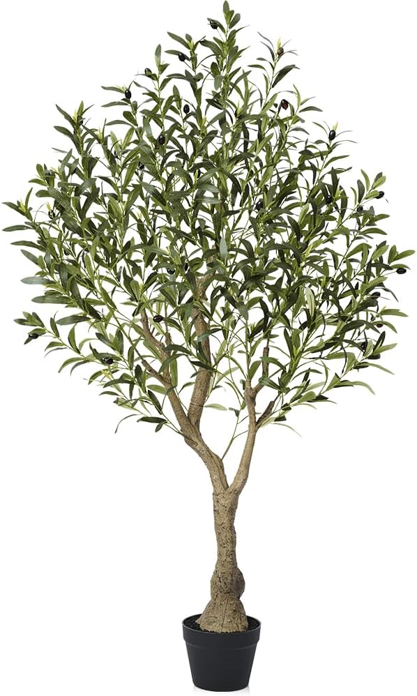 Artificial Olive Tree 150cm Indoor Decor - Tall Faux Plant UV Resistant &amp; Adjustable Branches - Large Fake Plant for Living Room Home Office Floor Indoors Outdoors