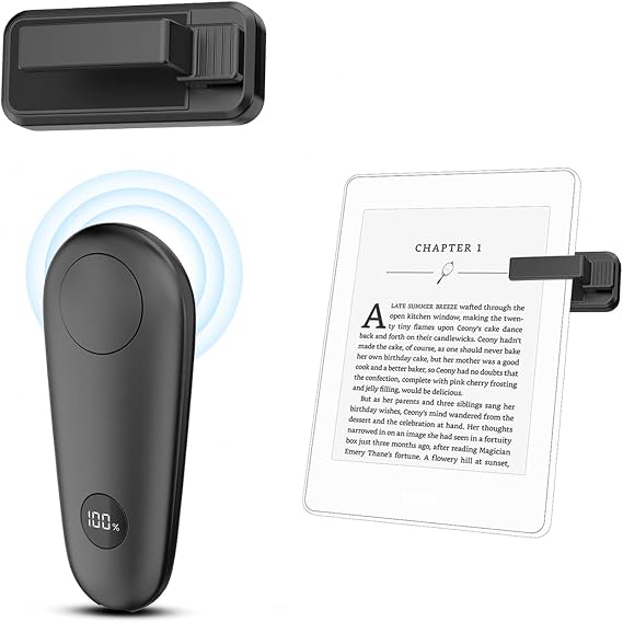 Remote Control Page Turner for Kindle Paperwhite Scribe Oasis Kobo eReaders, Clicker Page Turner for iPhone,iPad, Android Tablets Reading Camera Video Record Remote Triggers, Black