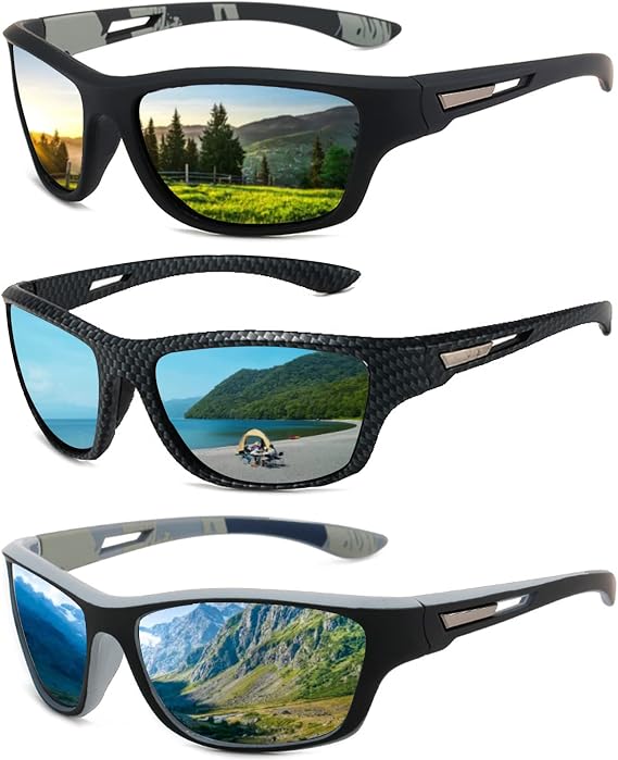 3 Pcs Polarized Sunglasses Mens/Women Sport Glasses UV400 Driving Fishing Running Cycling Outdoors Sun Glasses