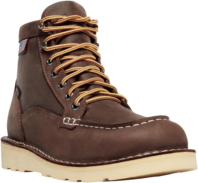 Danner 6 Bull Run Moc Toe Work Boots for Women - Durable Full-Grain Leather with Non Slip Wedge Outsole and 3-Density Cushion Footbed, EH Resistant