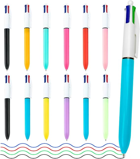 12 Pcs Multi Colour Pen 4 Colour Pens All In One Multicoloured Pen