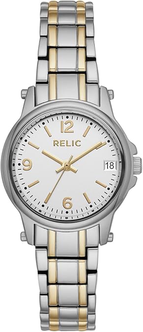 Relic by Fossil Women's Matilda Three-Hand Date Silver and Gold Two-Tone Alloy Metal Bracelet Watch, Watch for Women
