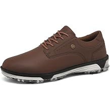 SDEQA Men's Waterproof Golf Trainers Outdoor with Spikes Lightweight Durable Walking Sneakers No-Slip Big Size