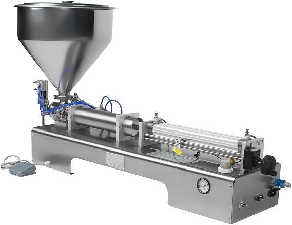 Paste Filling Machine, 100-600ML Semi-automatic Paste Liquid Filling Machine Horizontal Pneumatic Paste Filler 40L Hopper