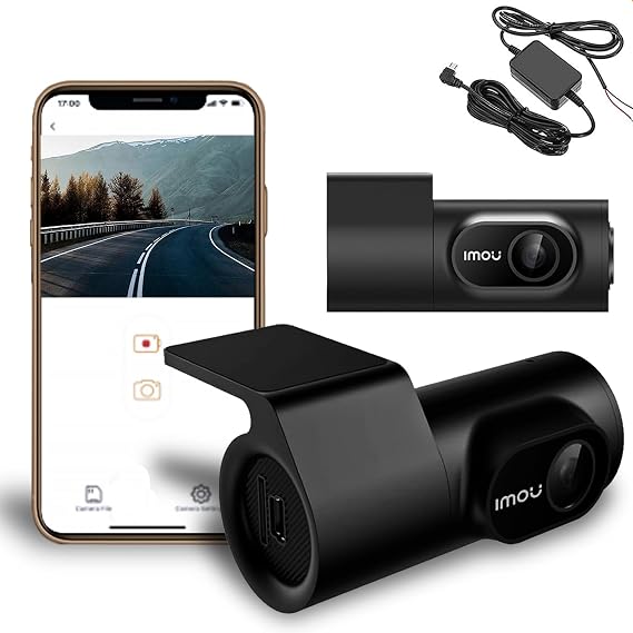 Imou Mini Body Dash Camera T200 Free Parking Cable kit Interconnection Loop Recording 124-Degrees FOV TF Card Multilingual System G-Sensor, 24 Hours Parking Monitor, APP, Support 128GB Max