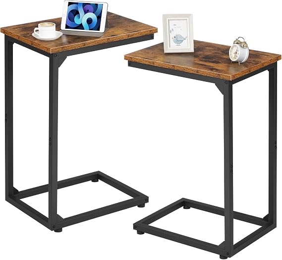 AMHANCIBLE C-Shaped Side Table, Side Table Living Room, Sofa Table Set of 2