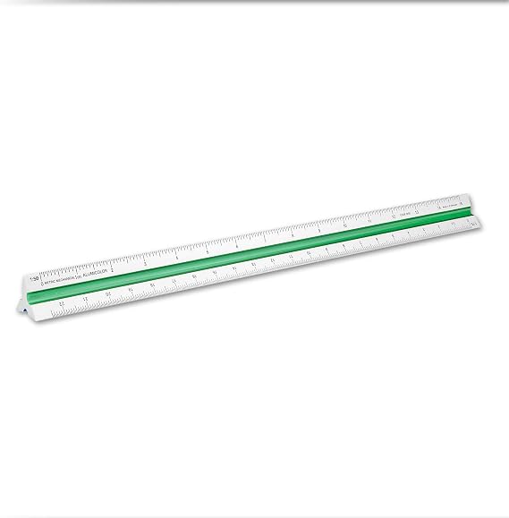 Alumicolor Aluminum Mechanical Metric Color-Coded Solid Drafting Scale, 30CM, Silver