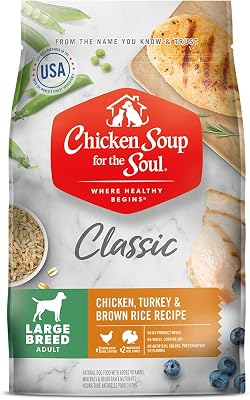 Chicken Soup for the Soul All Natural Premium Large Breed Adult Dry Dog Food, Real Meat First Ingredient, No By-Products, Supports Heart, Gut & Immune Health, Chicken, Turkey & Brown Rice, 28lb