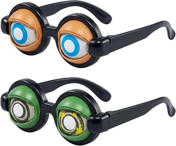 Funny Props Glasses Blinking Eyes, Kinetic Crazy Eyes Glasses with Pull String, Adjustable Prop Glasses for Parties and Events, Lightweight and Durable Blinking Eye Glasses