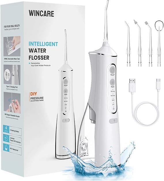 Water Flosser, Oral Irrigator Electric Oral Teeth Braces Cleaning Water Floss Pick Cordless Tooth Cleaner Tool Kit Portable Travel Rechargeable Ipx7 Waterproof