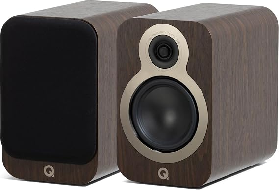 Q ACOUSTICS 3020c Compact Bookshelf Speakers - Pair - 2-Way Reflex Enclosure Type, 4.75" Bass Driver, 0.9" Tweeter - Stereo/Passive Speakers for Home Theatre Sound System (Claro Walnut)