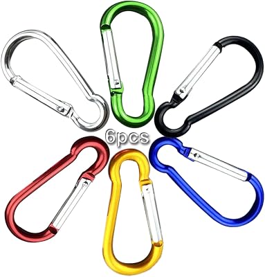 612 Pack Carabiner Clip Keychain 3 inches - D Ring Aluminum Caribiniers Hook Key Clips for Belt Loop, Water Bottle, Backpack, Flag, Dog Lesh, Camping Hiking, Animal Cage, Plant, Connect Hooks