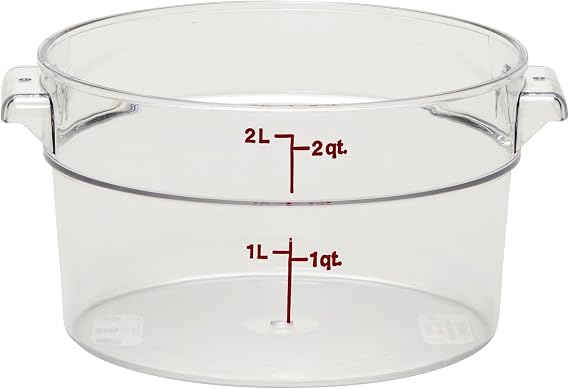 Cambro RFSCW2135 Camwear 2-Quart Round Food Storage Container, Polycarbonate, Clear, NSF