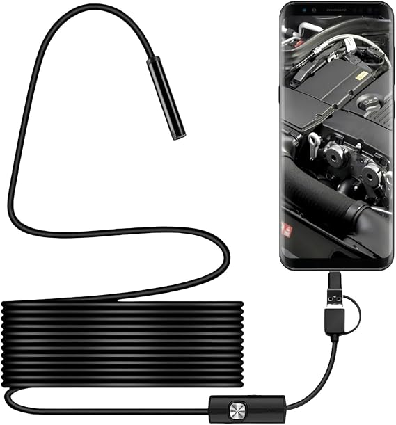 7.7mm Endoscope Snake Camera for Phone,Snake Inspection Borescope,Type C Inspection Camera With Light,Inspection Camera With Light,Drain Inspection Camera,Drain Camera with Light(1m Flexible Wire)