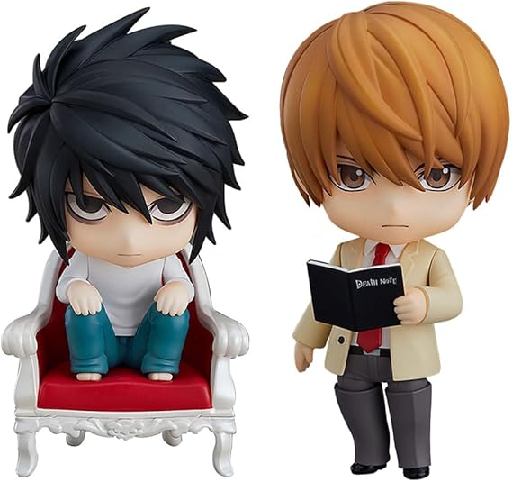 Anime Death Note Figure Set,10cm Death Note L Figure and Light Yagami Action Figure,PVC Manga Character Model Sculpture Handmade Collectible Figurine Ornaments 2pcs