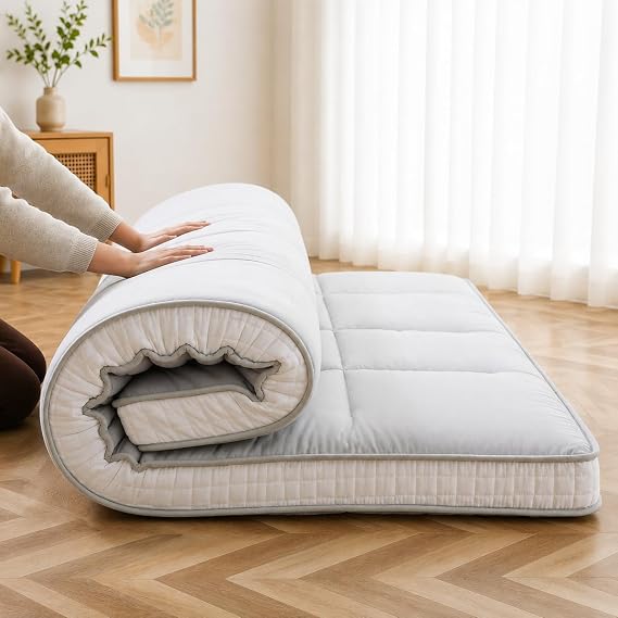 Futon Mattress 100 x 203 cm Folding Mattress - 10 cm Thick Japanese Folding Mattress Futon Guest Bed Floor Mattress Portable Mattress Foldable for Tatami Dorm Bed Camping Motorhome - Grey