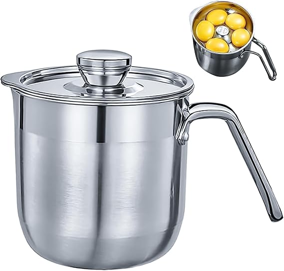 Stainless Steel Egg Separator, Yolk White Separator Tool Large Capacity Separator Cup with Lid and Handle for Multiple Eggs for Cake Cream Making
