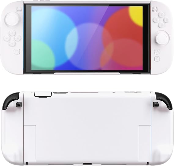 PlayVital Protective Case for Nintendo Switch 2 | Dockable Grip Cover with Extra Foldable Stand & Thumb Grips for Switch 2 2025 - White