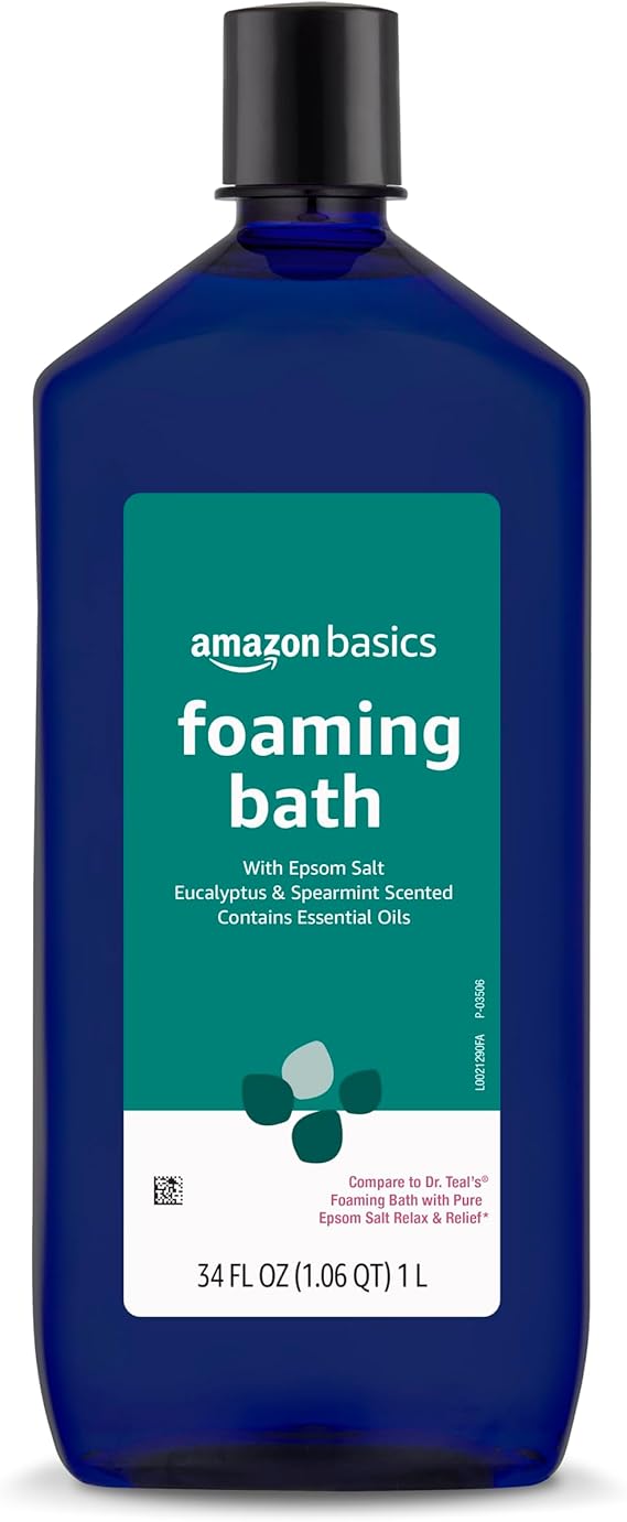 Amazon Basics Eucalyptus & Spearmint Scented Foaming Bath with Essential Oils, 34 Fl Oz Pack of 1 Previously Solimo