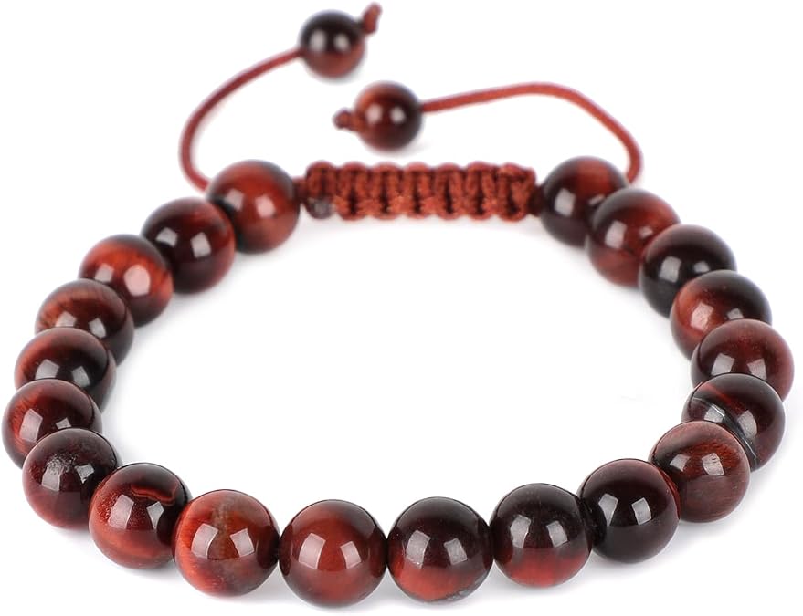 AD Beads Unisex 8mm Gemstone Bracelets Healing Macrame Adjustable 7-9 Inches || wear this healing natural gemstone bracelet help to erase your pain and fear || recover your energy|||