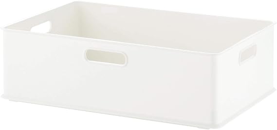Sanka InBox Squ+ NIB-MWH Storage Box, Size M, White, W x D x H: 15.4 x 10.5 x 4.7 in 38.9 x 26.6 x 12 cm, 3-way Handle, Stackable, Stylish, Drawers, Casters, Made in Japan