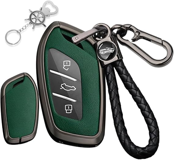 Metal Key Case Car Key Case Fits MG ZS 2025 HS MG4 MG EHS MG3 Hybrid+ 2024 ZS Hybrid + EV MG5 3 Button Accessories Key Cover Key Case Key Fob Black Green