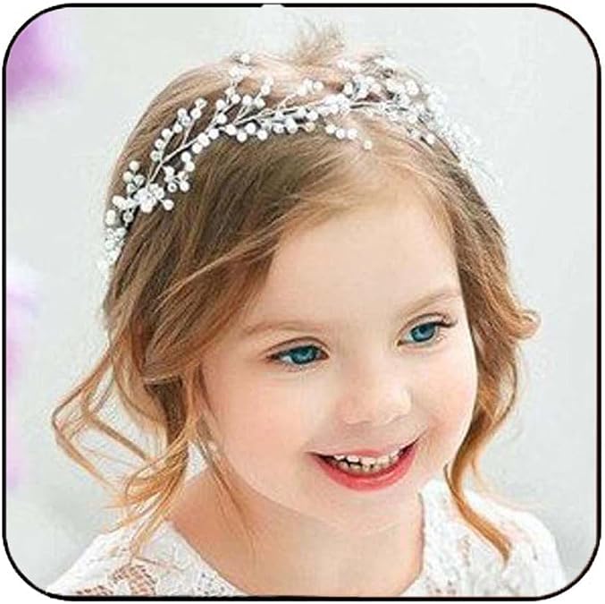 Yean Babys Breath Hair Piece Wedding Hair Vine Sillver Rhinestone Headband Bridal Branch Crystal Wreath Crown Bridal Flower Vine Accessories for Bride and Bridesmaid - 15.74inches