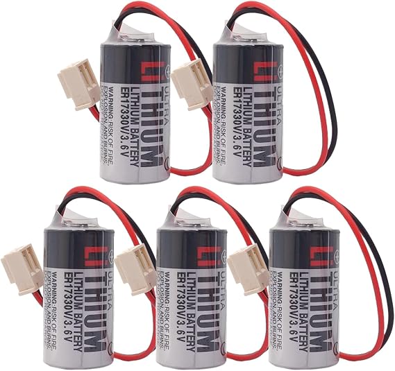 (5 Packs 3.6V 1700mAh ER17330V Lithium Battery Replacement for EPSON C3 Series R13ZA00600300 Body Battery with White Plug