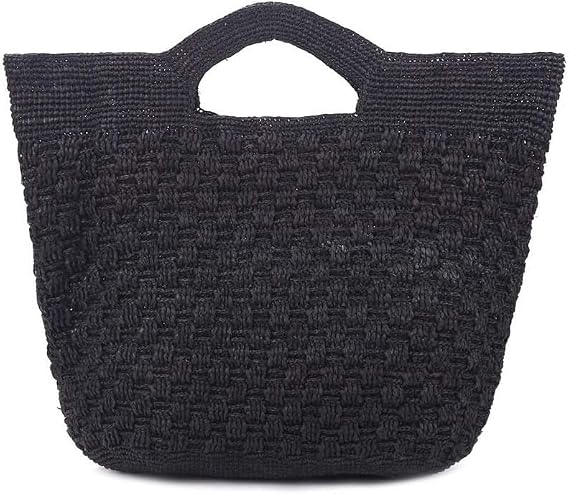 Women Straw Bag Handmade Straw Woven Vegetable Basket Retro Woven Bag Woven Bag(Noir)
