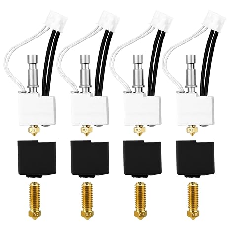 Kobra S1 Hotend S1 Combo Hot End 4pcs Kobra S1 Assembled Extruder Hotend Kits,with Brass Nozzle Thermistor Heater Cartridge Heatbreak and Heat Block( 0.2+0.4+0.6+0.8 s1c hotend)