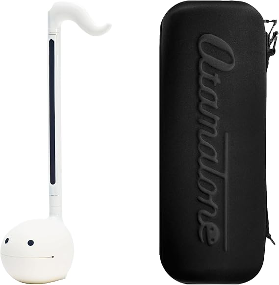 Otamatone Regular [White] and Matte Case [Black] Bundle Japanese Electronic Musical Instrument Portable Music Synthesizer from Japan Maywa Denki Award Educational Fun Gift for Children Teen Adult