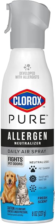 Clorox PURE Allergen Neutralizer Daily Air Spray, Fights Pet Odors, Fresh Scent, 8 Ounces