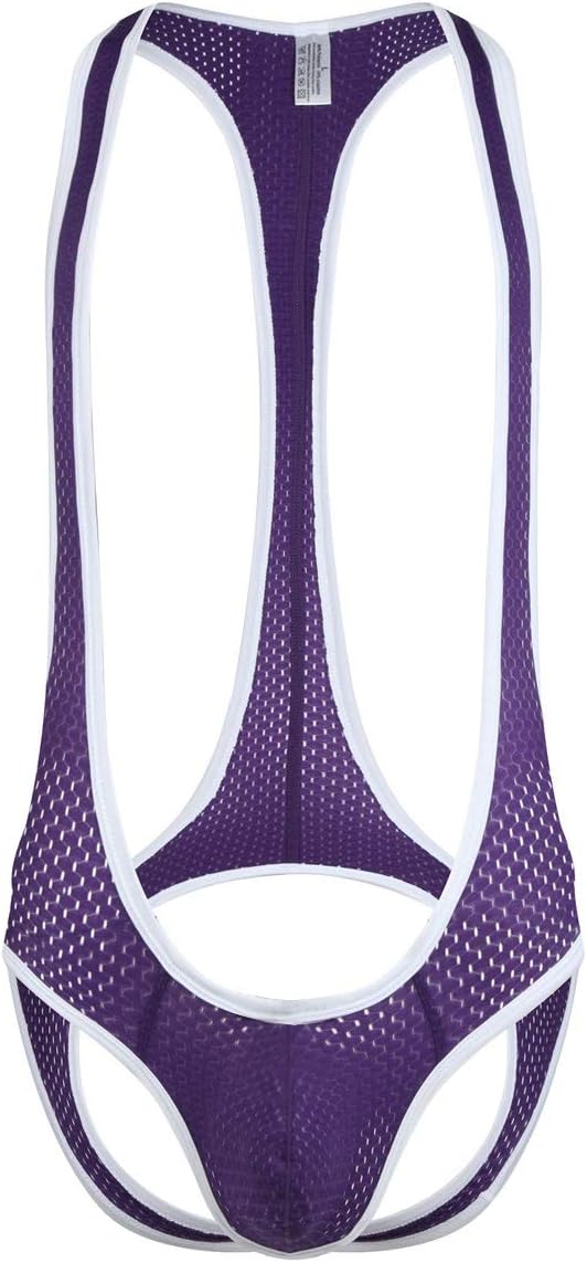QiaTi Men's Leotard Bodysuit Stretch Wrestling Singlet Jumpsuit Thong One-Piece for Men