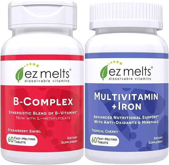 EZ Melts Vitamin B Complex and Multivitamin with Iron, Sugar Free, 1-2 Month Supply