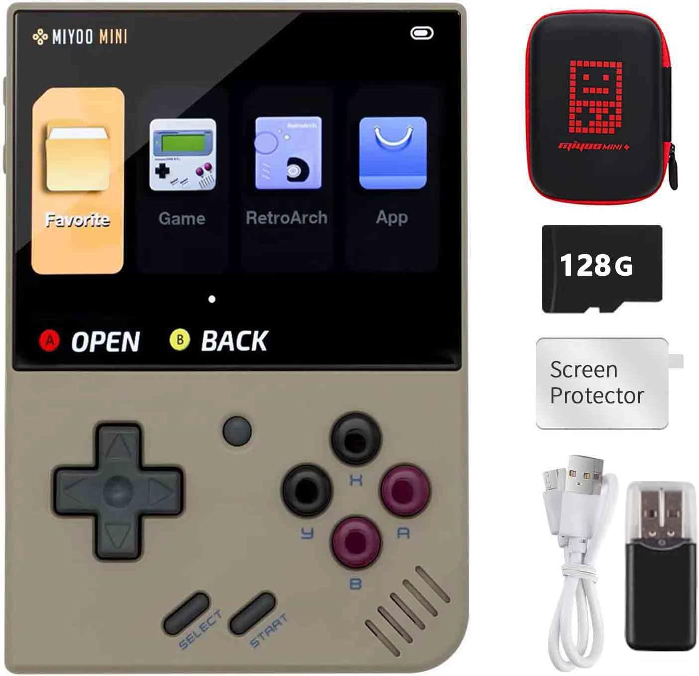 Miyoo Mini Plus Handheld Game Console, 3.5 Inch IPS 640x480 Screen，128G TF Card with 15000 Classic Games,Support WiFi Hotspot Mode Matchmaking with Storage Case…