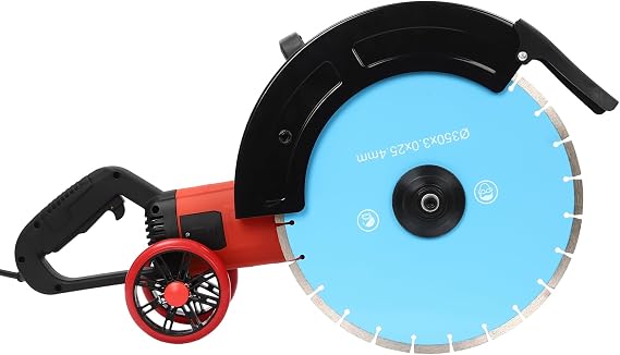 Electric Concrete Saw, Portable Reliable 14/16Inch Concrete Cutter Saw With Adjustable Depth, 110V 4000W 3000RPM Powerful Circular Saw with Saw Blade and Rolling Pulley For Cutting Stone (14Inch)