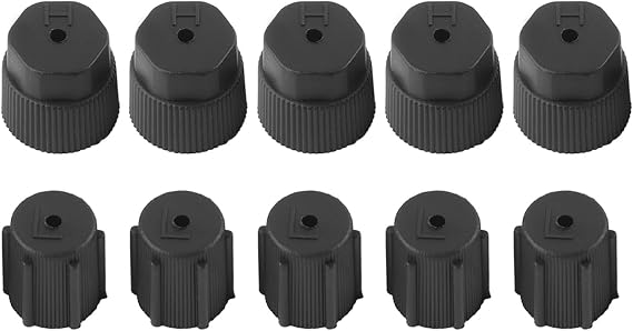 KIMISS A/C Valve Core, 10Pcs Air Conditioning Service Valve Fitting Universal AC Low Pressure A/C Repair Refrigerant Charging Port Cover Auto Accessory