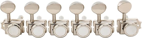 Musiclily Pro R15T-04 14:1 6 inline Vintage Locking Tuners, Nickel