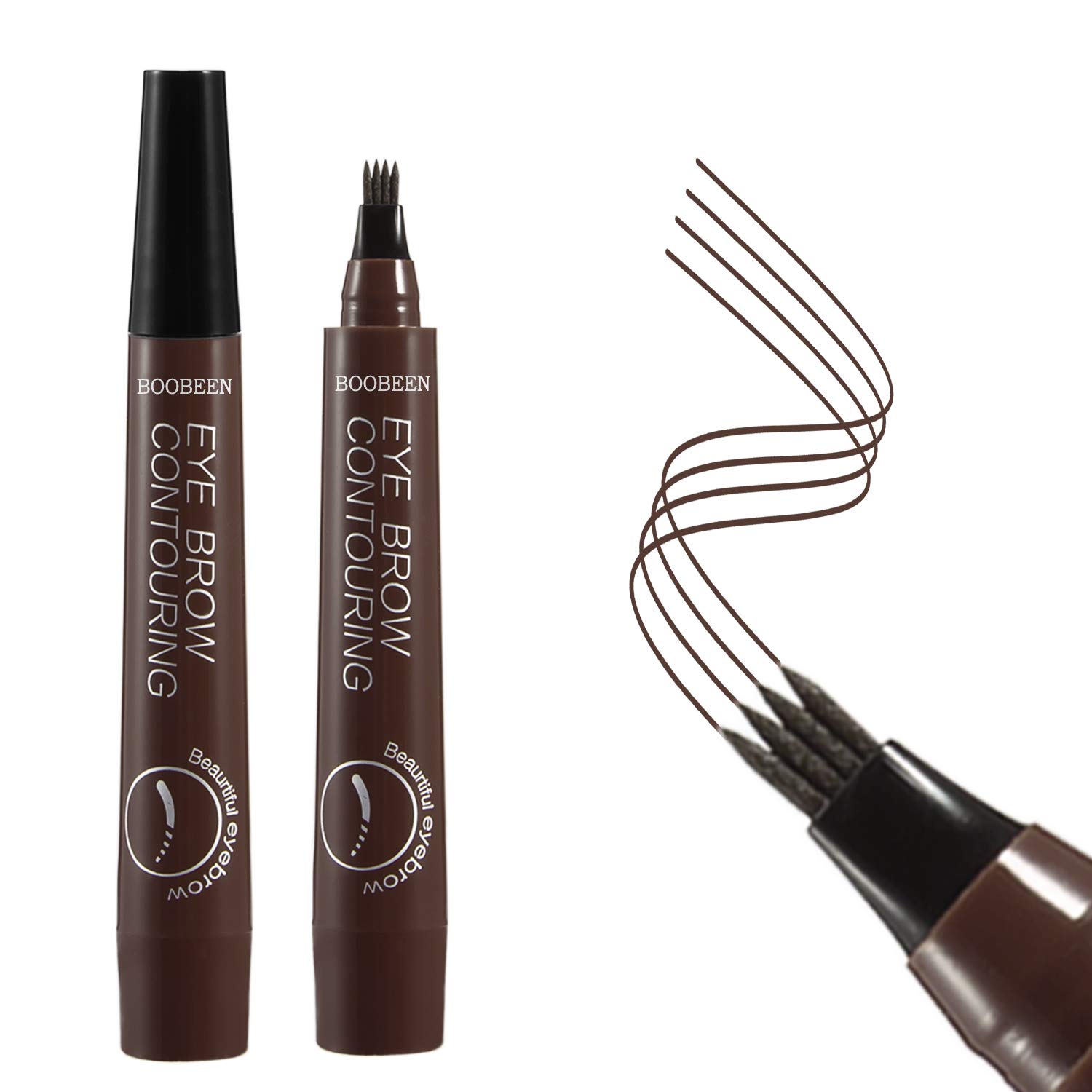 Boobeen Eyebrow Pencil with Micro Fork Tip Applicator Effortlessly Creates Natural-Looking Brows