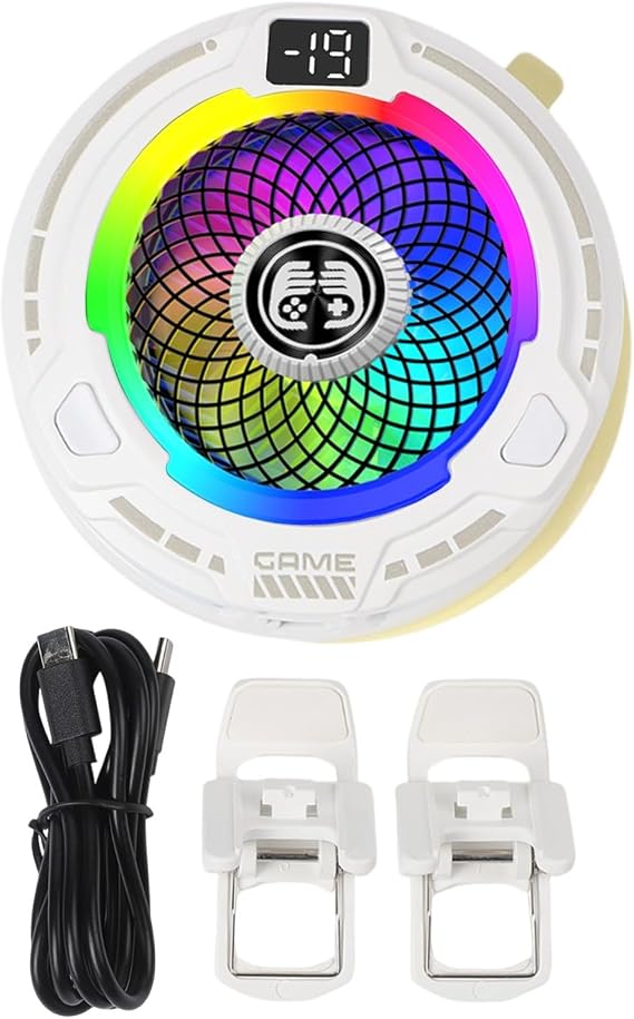 FACAIIO 30W Cell Phone Cooler with RGB Lights, Portable Fan Gaming, High-Efficiency Refrigeration Sheet, 3 Adjustable Gears, Type- Charging, for Smartphone, Black