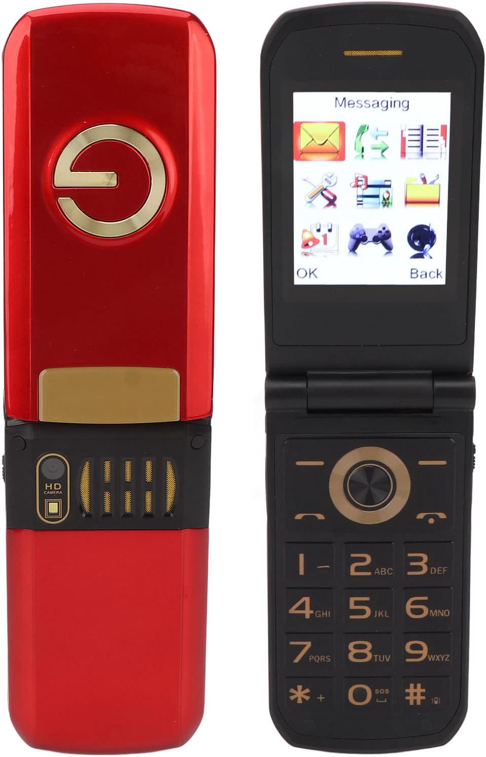 Flip Phone for Seniors,Unlocked Senior Flip Cell Phone with Big Buttons GSM Flip Phone for Elderly,Fast Dial,Camera,Radio,Calculator,Calendar Red