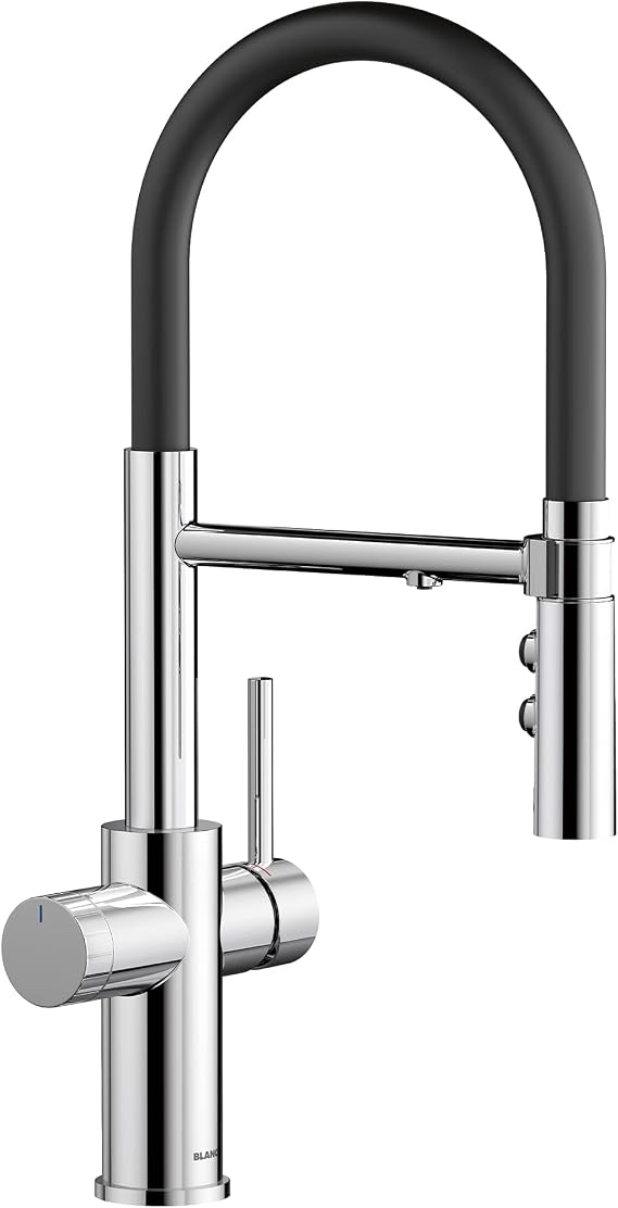 Blanco 442990 CATRIS Flexo Filter Semi-Pro Pull-Down High-Arc Kitchen Faucet 1.5 GPM - Chrome