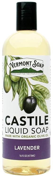 VERMONT SOAP Castile Soap Lavender, Liquid Soap, Natural Body Wash, 16 oz
