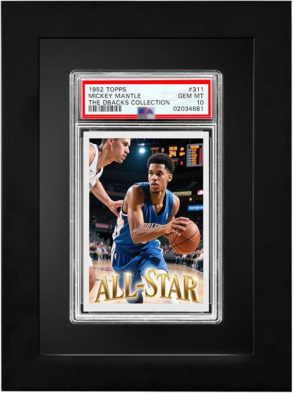 Single Graded Card Display Frame Compatible with PSA, CGC, TAG Slabs, Solid Wood Frame with Black Velvet EVA, 8.1" x 5.9" x 0.78", Single Card Wall-Mount or Desktop Display