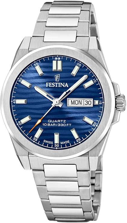 Festina Swiss Made Men's Analogue Watch 316L Stainless Steel Silver